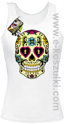 Floral Hearth Skull Design - top damski biała