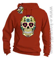 Floral Hearth Skull Design - bluza z kapturem pomarańczowa