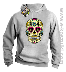 Floral Hearth Skull Design - bluza z kapturem melanż 