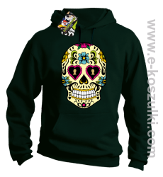 Floral Hearth Skull Design - bluza z kapturem butelkowa