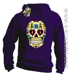 Floral Hearth Skull Design - bluza z kapturem fioletowa