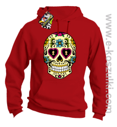 Floral Hearth Skull Design - bluza z kapturem czerwona