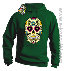 Floral Hearth Skull Design - bluza z kapturem zielona