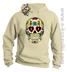 Floral Hearth Skull Design - bluza z kapturem beżowa