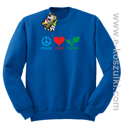 Peace Love Vegan - bluza bez kaptura STANDARD niebieski