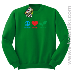 Peace Love Vegan - bluza bez kaptura STANDARD zielona