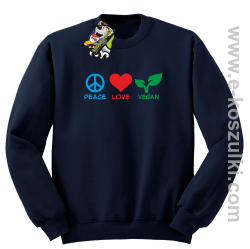 Peace Love Vegan - bluza bez kaptura STANDARD granatowa