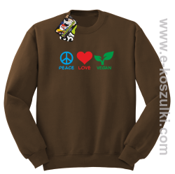 Peace Love Vegan - bluza bez kaptura STANDARD brązowa