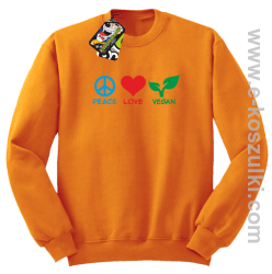 Peace Love Vegan - bluza bez kaptura STANDARD pomarańczowa