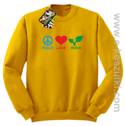 Peace Love Vegan - bluza bez kaptura STANDARD żółta