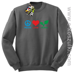 Peace Love Vegan - bluza bez kaptura STANDARD szara