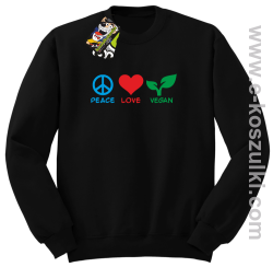 Peace Love Vegan - bluza bez kaptura STANDARD czarna