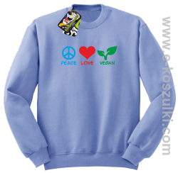 Peace Love Vegan - bluza bez kaptura STANDARD błękitna