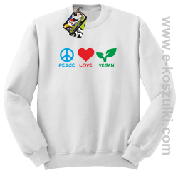 Peace Love Vegan - bluza bez kaptura STANDARD biała