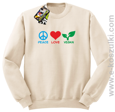 Peace Love Vegan - bluza bez kaptura STANDARD beżowy