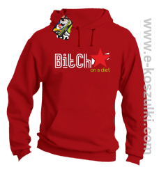 Bitch on a diet - bluza z kapturem  czerwona