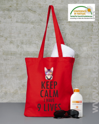 Keep Calm I Have 9 Lives CatDisco - torba eko  czerwona