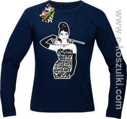 audrey hepburn RETRO-ART - longsleeve męski granatowy