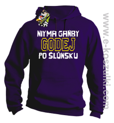 Niy ma gańby Godej po Śluńsku - bluza z kapturem fioletowa