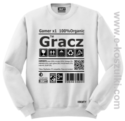 Gracz GAMER - bluza męska bez kaptura STANDARD biała