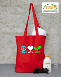 Peace Love Vegan - torba czerwona