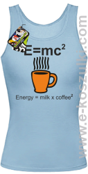 E=mc2 - Energy = Milk x Coffee 2 - top damski błękitny