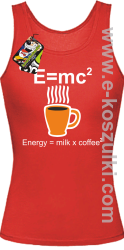 E=mc2 - Energy = Milk x Coffee 2 - top damski czerwony