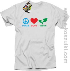 Peace Love Vegan - koszulka męska biała