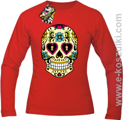 Floral Hearth Skull Design - longsleeve męski czerwony