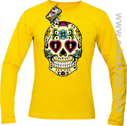 Floral Hearth Skull Design - longsleeve męski żółta