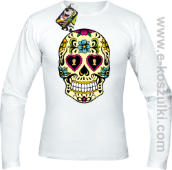 Floral Hearth Skull Design - longsleeve męski biała