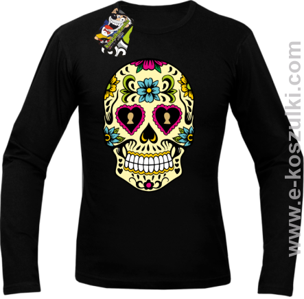 Floral Hearth Skull Design - longsleeve męski czarna