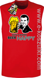 Dont worry beer happy - bezrękawnik męski czerwony