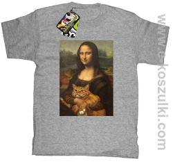 Mona Lisa z kotem - koszulka dziecięca melanż 