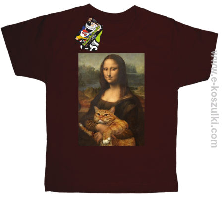 Mona Lisa z kotem - koszulka dziecięca 