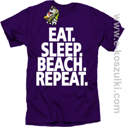 Eat Sleep Beach Repeat - koszulka męska fioletowa