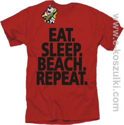 Eat Sleep Beach Repeat - koszulka męska czerwona