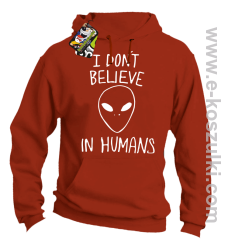 CosmicFace I dont believe in humans - bluza z kapturem pomarańczowa