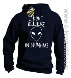 CosmicFace I dont believe in humans - bluza z kapturem granatowa