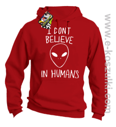 CosmicFace I dont believe in humans - bluza z kapturem czerwona