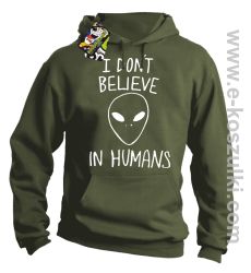 CosmicFace I dont believe in humans - bluza z kapturem khaki