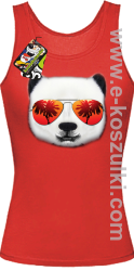 Pandzia frontface 3d Panda na wakacjach - top damski czerwony