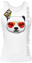 Pandzia frontface 3d Panda na wakacjach - top damski biały