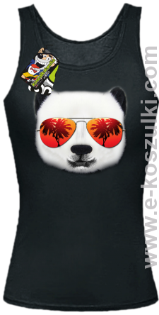 Pandzia frontface 3d Panda na wakacjach - top damski czarny