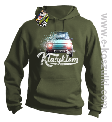 Jeżdżę Klasykiem Fiat 126p PRL - bluza z kapturem khaki