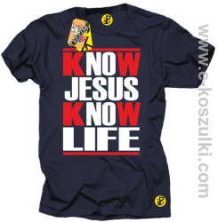 Know Jesus know life - Koszulka męska  granat