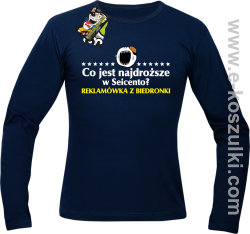 Co jest najdroższe w Seicento Reklamówka z Biedronki - longsleeve męski granatowy