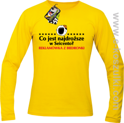 Co jest najdroższe w Seicento Reklamówka z Biedronki - longsleeve męski żółty