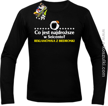 Co jest najdroższe w Seicento Reklamówka z Biedronki - longsleeve męski czarny