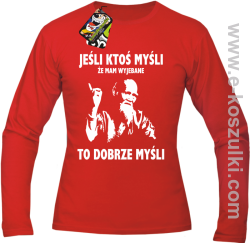 TYBETAŃSKI MNICH - JEŚLI ktoś myśli że mam wyjebane to dobrze myśli - Longsleeve męski czerwony